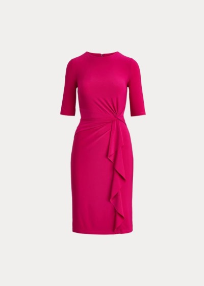 Vestidos Ralph Lauren Mujer Fucsia Claro - Twisted-Knot Jersey - OQDKJ0863